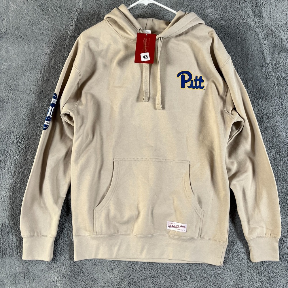 Pitt Panthers Yankee Stadium Hoodie Mens L Cream Mitchell & Ness NCAA Football